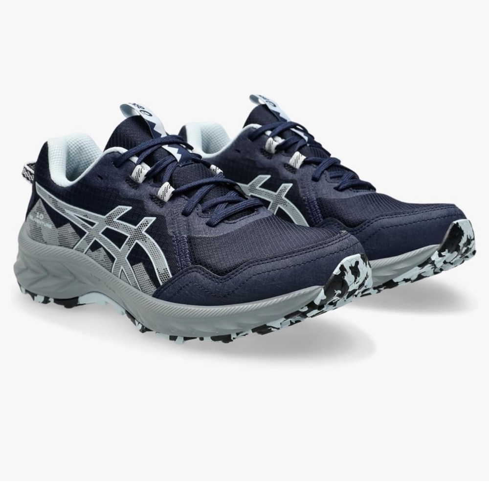 ASICS Blue and White Athletic Shoes with Trail-Ready Grip